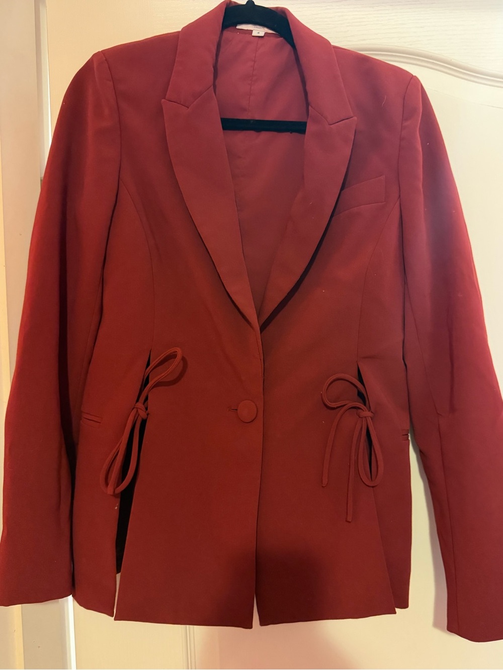 Prabal Gurung Brick Red Tailored Blazer with Waist Tie Accents